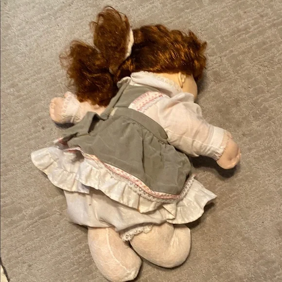 Cabbage Patch Kid Doll with Red Brown Hair and Gray Dress - Picture 4 of 10